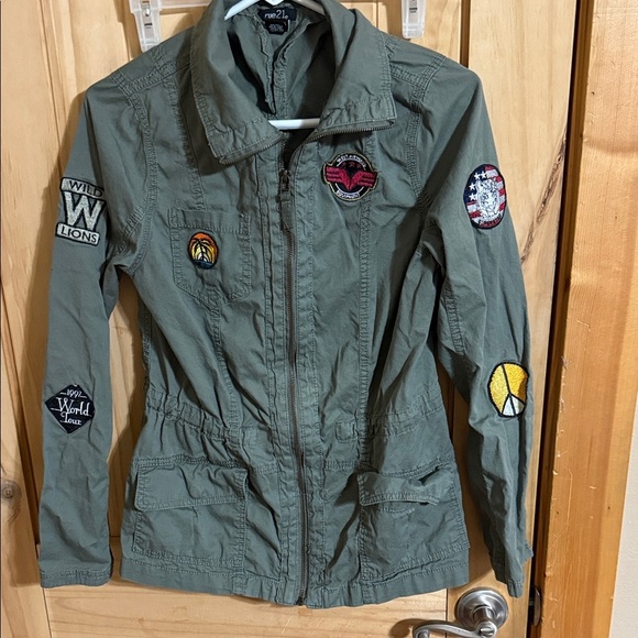 RUE 21 Olive Utility Women's Green Patch Jacket - Picture 1 of 7